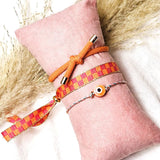 Bändchen-Armband, Würfel, pink/orange