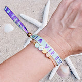 Stoffarmband "La vie est belle" mintgrün