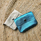 Mini portemonnee metallic blauw