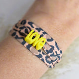 Wikkelarmband leopard love geel