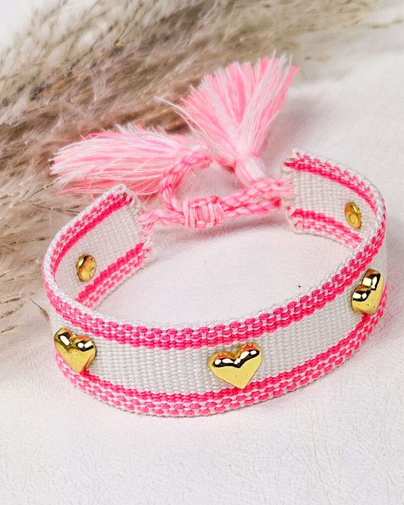 geweven-armband-wit-met-roze-gouden-hartjes-statement-bracelet