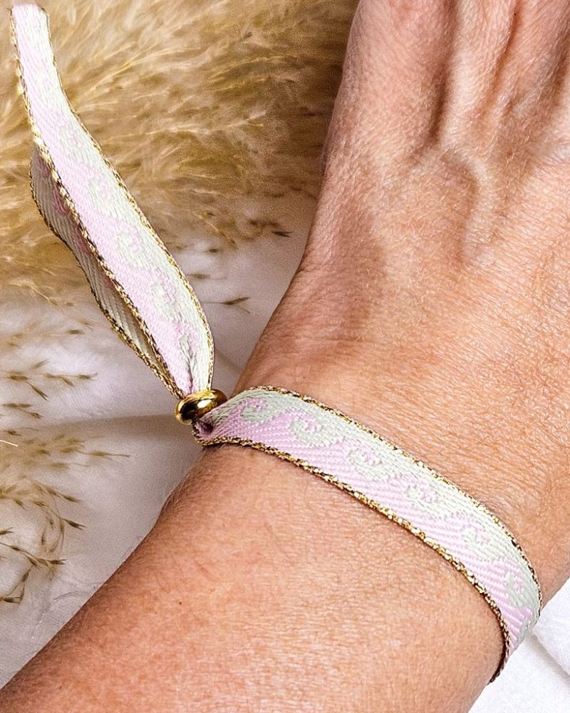 lint-armbandje-waves-pastel-roze-goud-groen-golven