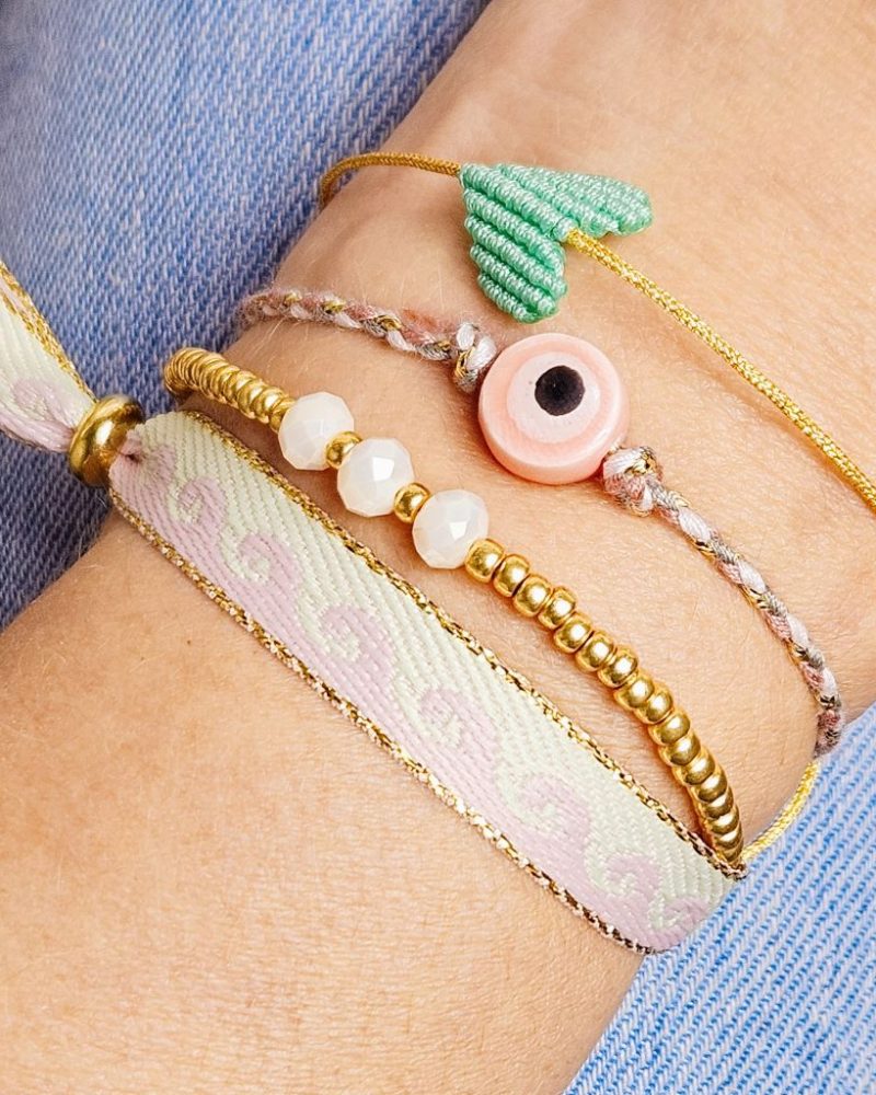 lint-armbandje-waves-pastel-roze-goud-groen-golven