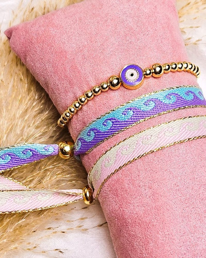 lint-armbandje-waves-pastel-roze-goud-groen-golven