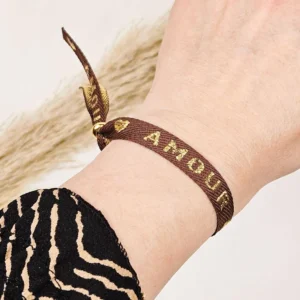 Lint armbandje Amour bruin