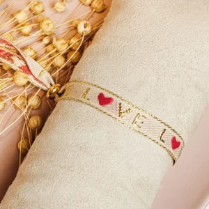 Lint armbandje Love roze