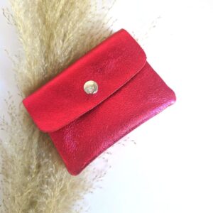 mini-portemonnee-metallic-rood